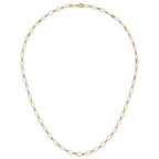14k Two-tone Polished and Twisted Fancy Oval Links and Faceted Beads 18 inch Necklace