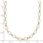 14k Two-tone Polished and Twisted Fancy Oval Links and Faceted Beads 18 inch Necklace