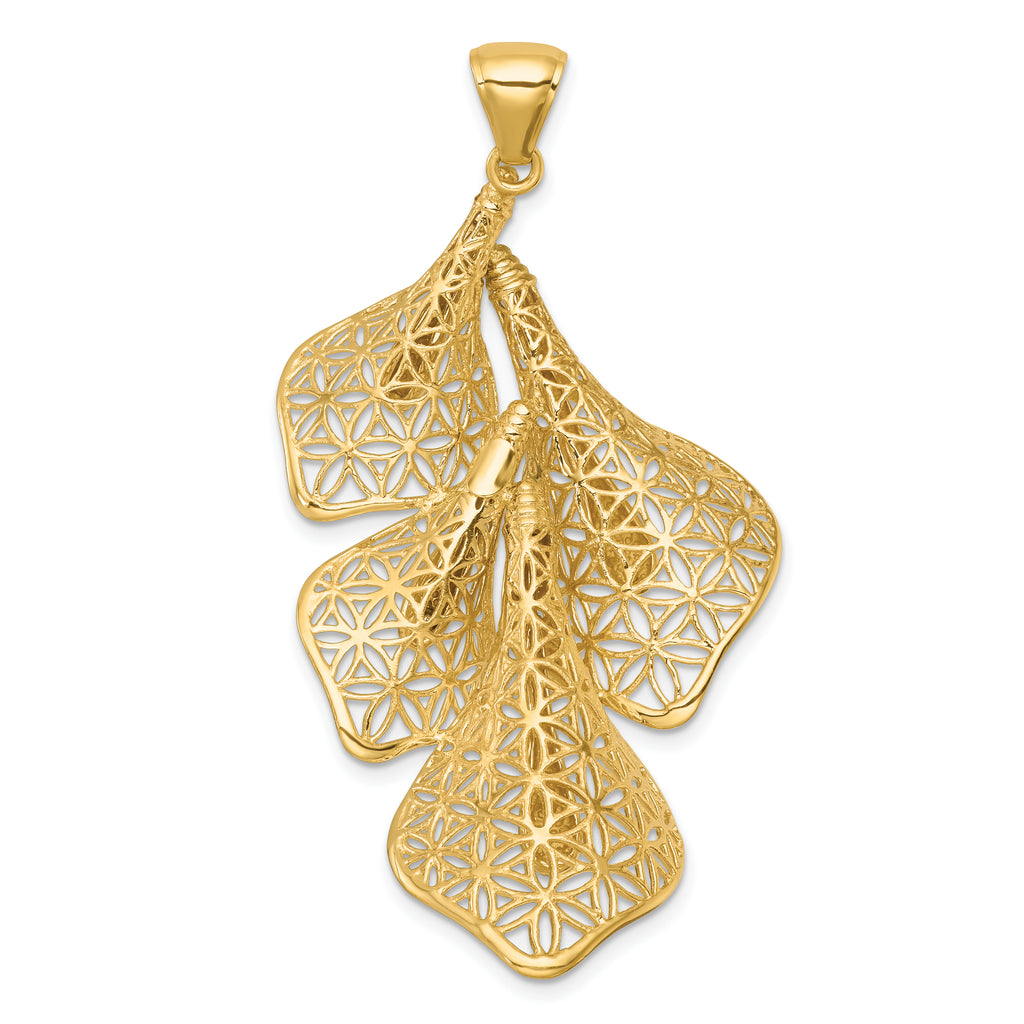 14k Polished Filigree Calla Lily Flower Pendant