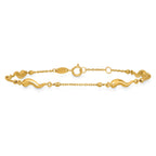 Beaded Italian Horn Bracelet in 14K Yellow Gold, 3.7mm, 7 Inch - Sophia Jewelers