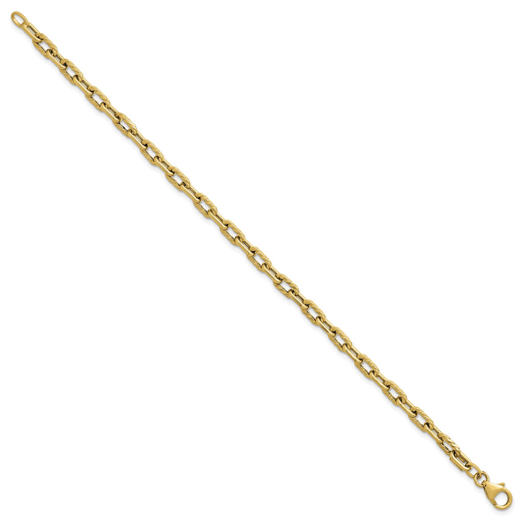 Open Link Bracelet in 14K Yellow Gold, Textured - Sophia Jewelers