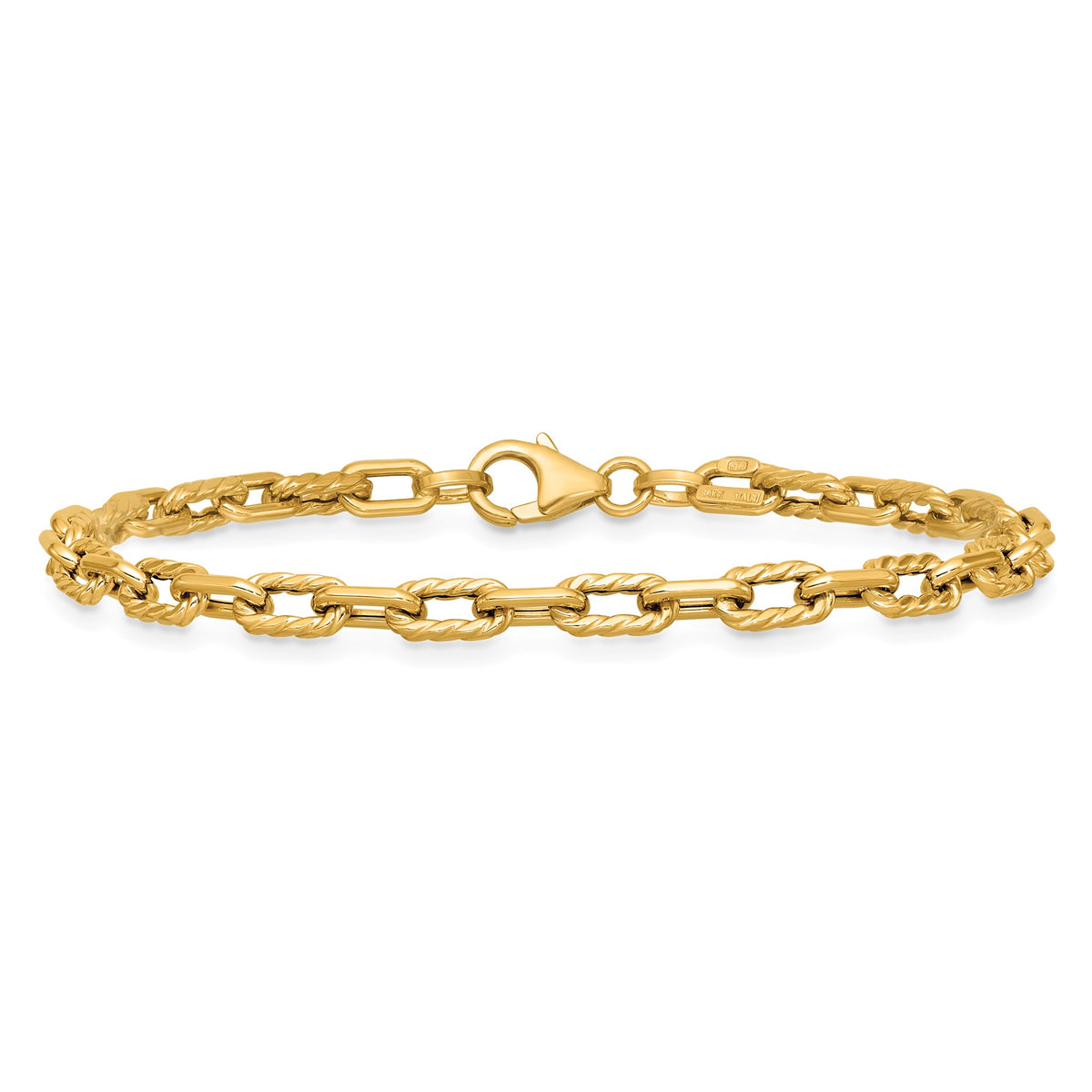 Open Link Bracelet in 14K Yellow Gold, Textured - Sophia Jewelers