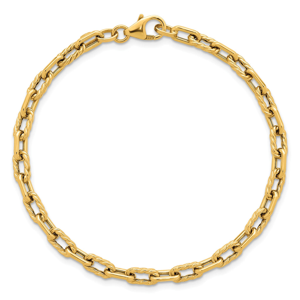 Open Link Bracelet in 14K Yellow Gold, Textured - Sophia Jewelers