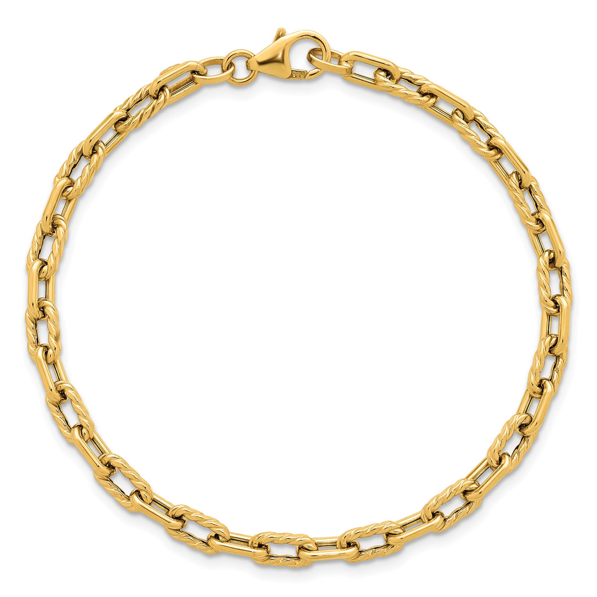Open Link Bracelet in 14K Yellow Gold, Textured - Sophia Jewelers