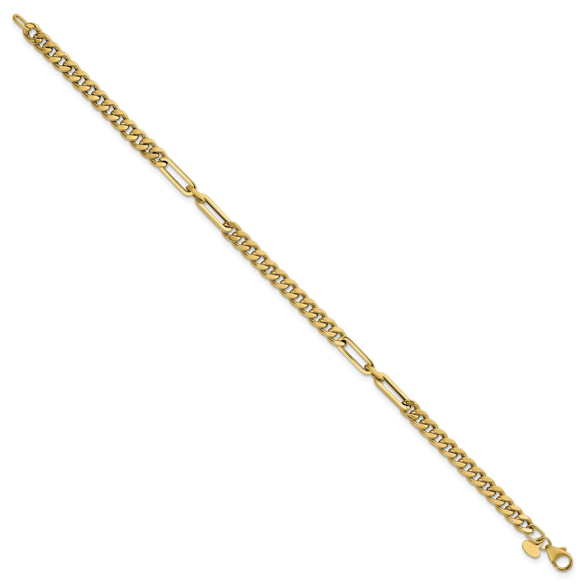Curb and Paperclip Link Bracelet in 14K Yellow Gold - Sophia Jewelers