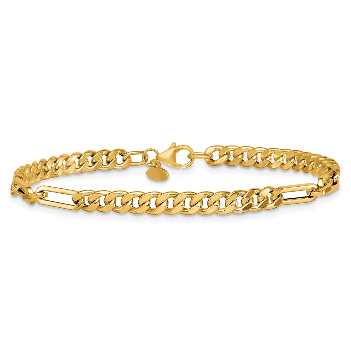 Curb and Paperclip Link Bracelet in 14K Yellow Gold - Sophia Jewelers