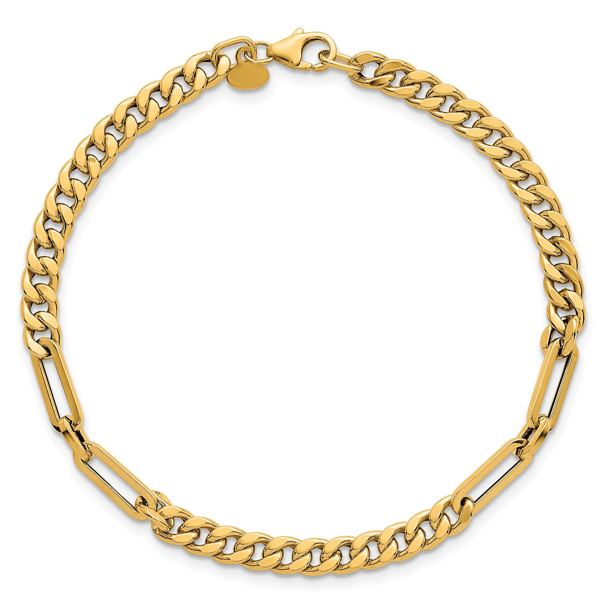 Curb and Paperclip Link Bracelet in 14K Yellow Gold - Sophia Jewelers