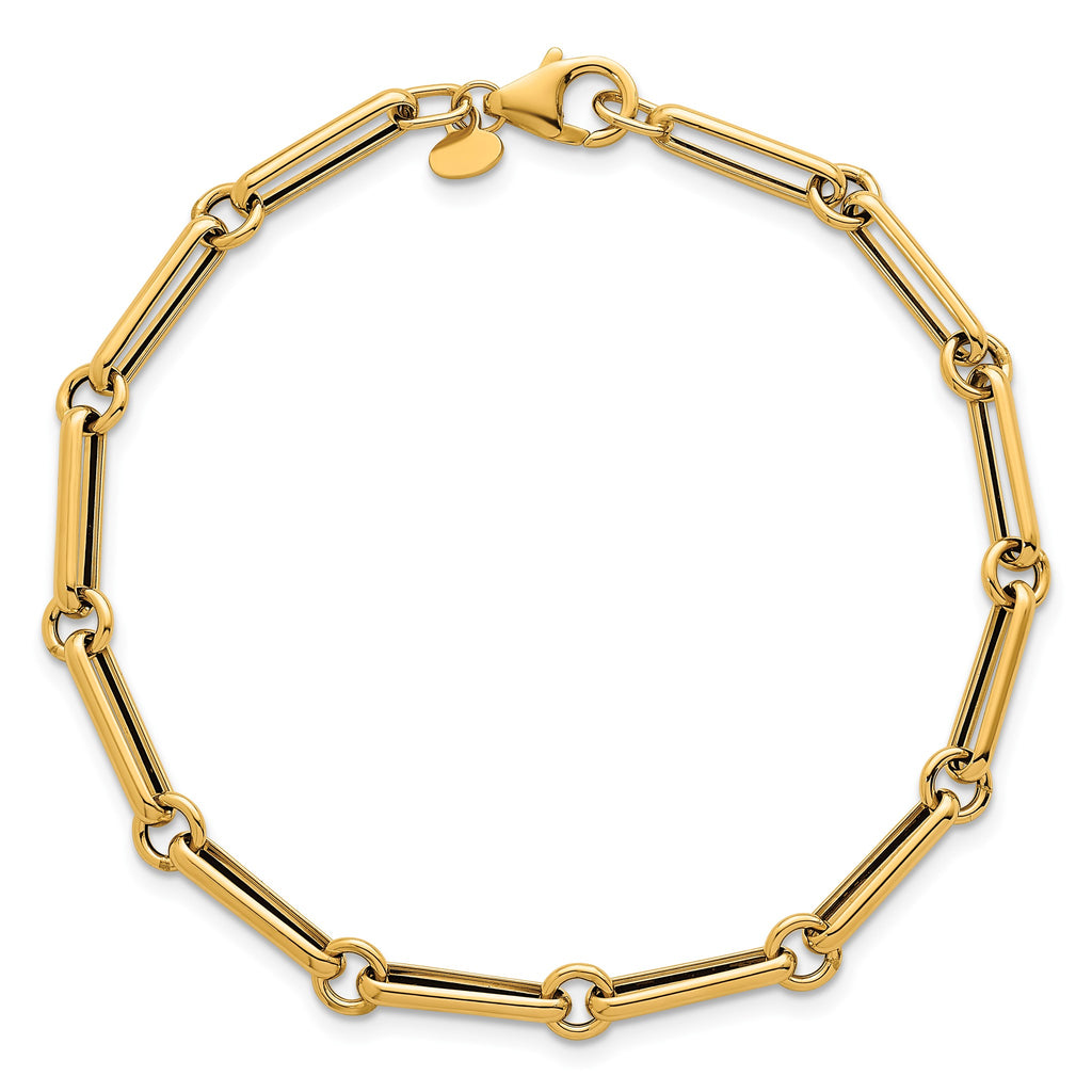 Paperclip and Rolo Link Bracelet in 14K Yellow Gold - Sophia Jewelers