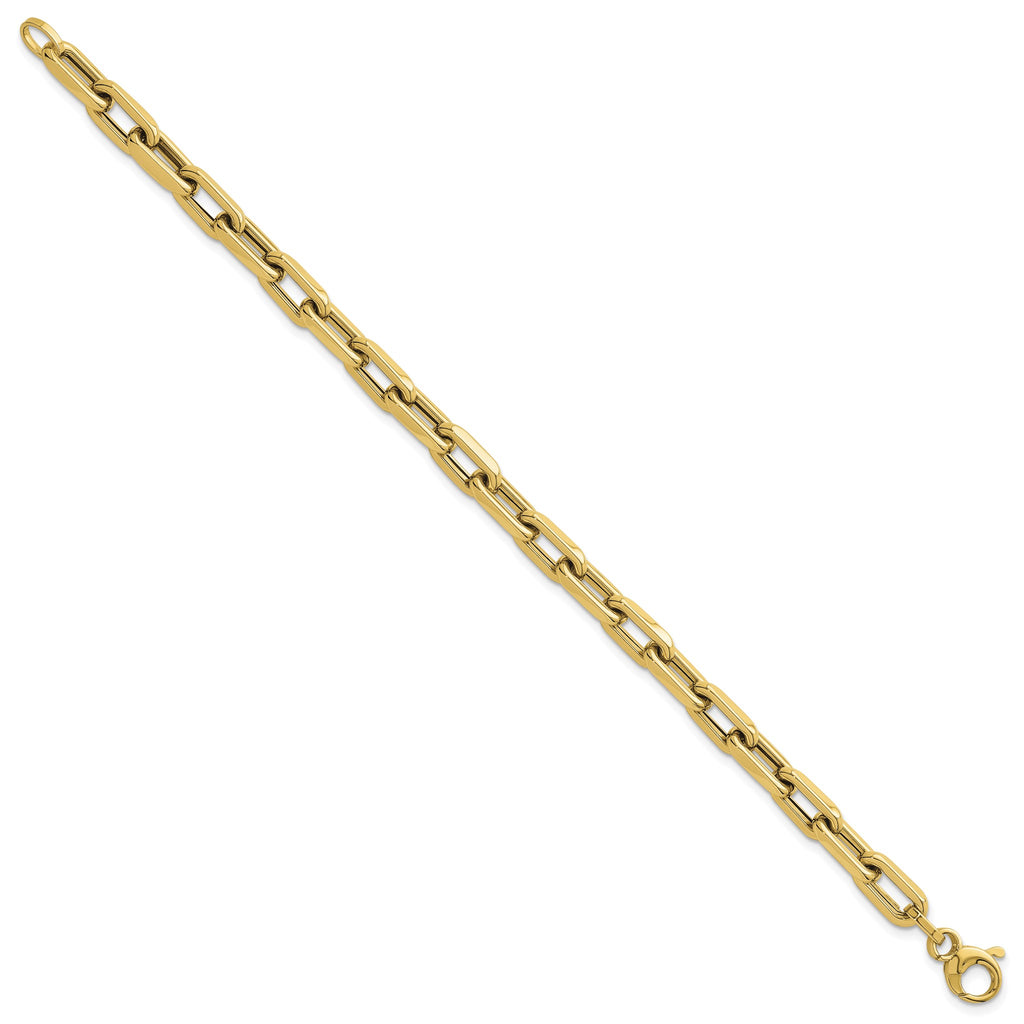 Flat Edge Paperclip Link Bracelet in 14K Yellow Gold - Sophia Jewelers