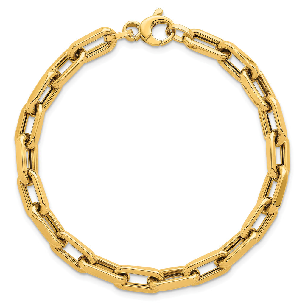 Flat Edge Paperclip Link Bracelet in 14K Yellow Gold - Sophia Jewelers