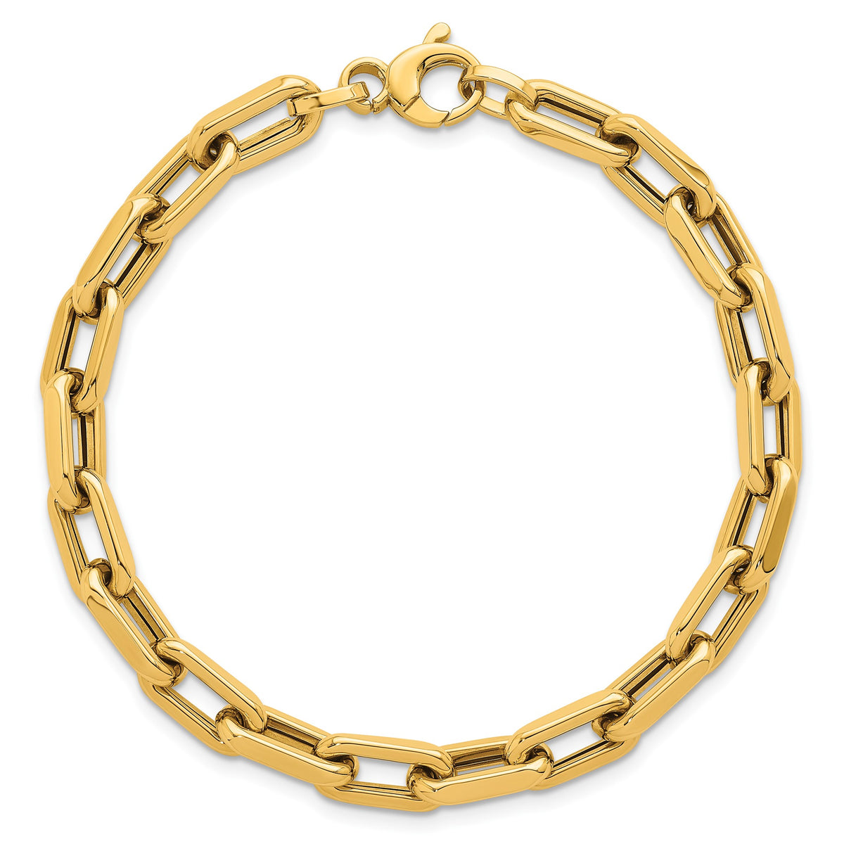 Flat Edge Paperclip Link Bracelet in 14K Yellow Gold - Sophia Jewelers
