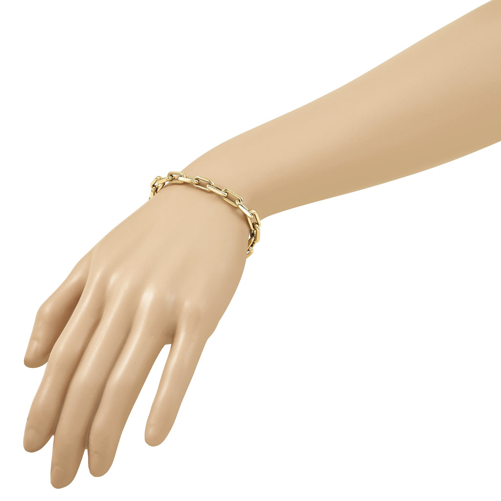 Flat Edge Paperclip Link Bracelet in 14K Yellow Gold - Sophia Jewelers