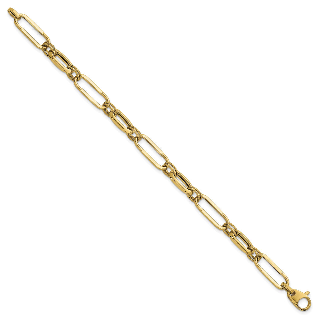 Link Bracelet in 14K Yellow Gold, Diamond-Cut - Sophia Jewelers