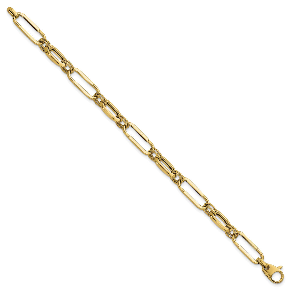 Link Bracelet in 14K Yellow Gold, Diamond-Cut - Sophia Jewelers