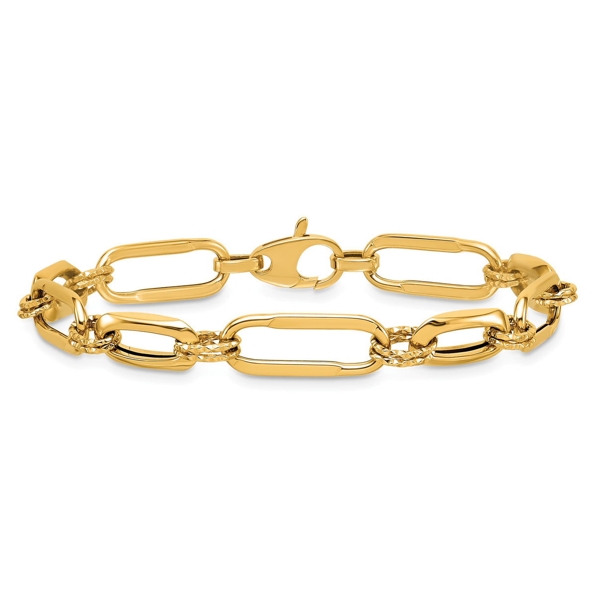 Link Bracelet in 14K Yellow Gold, Diamond-Cut - Sophia Jewelers