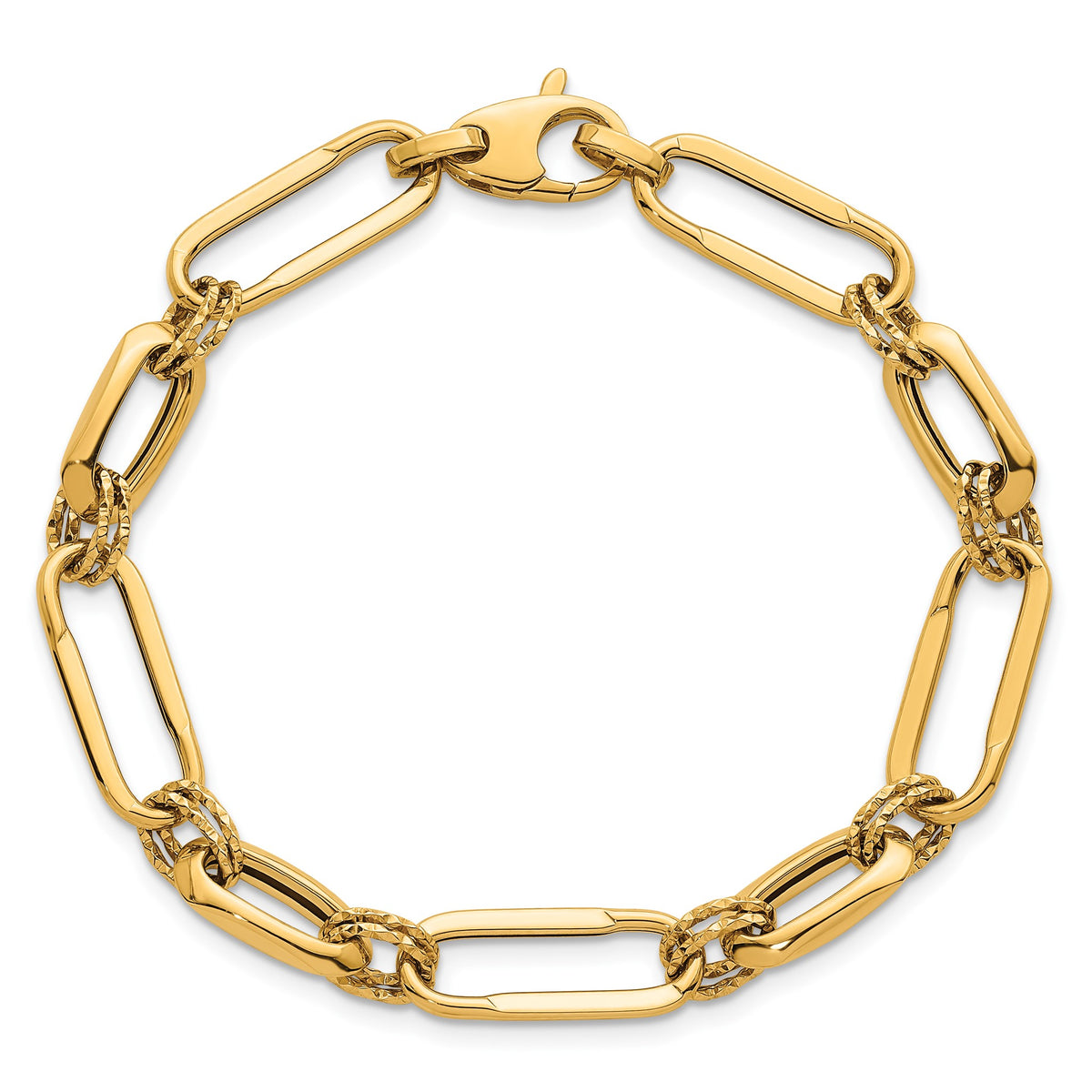 Link Bracelet in 14K Yellow Gold, Diamond-Cut - Sophia Jewelers
