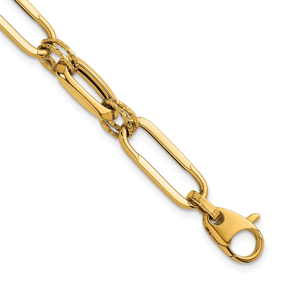Link Bracelet in 14K Yellow Gold, Diamond-Cut - Sophia Jewelers