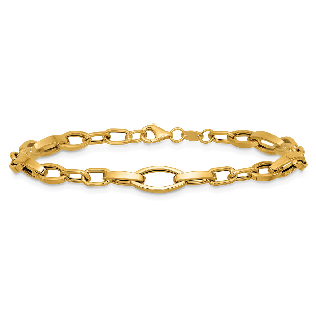 Fancy Mixed Link Bracelet in 14K Yellow Gold - Sophia Jewelers