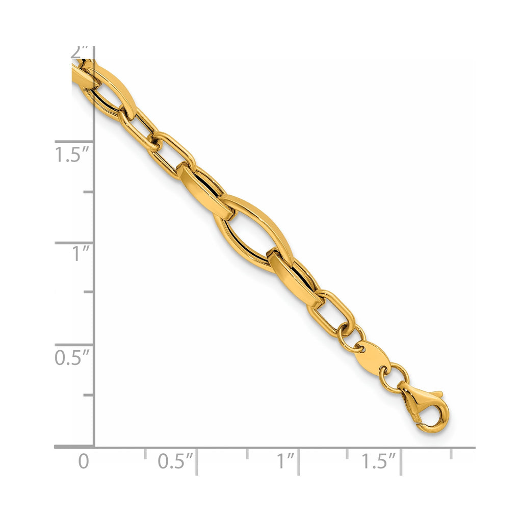 Fancy Mixed Link Bracelet in 14K Yellow Gold - Sophia Jewelers