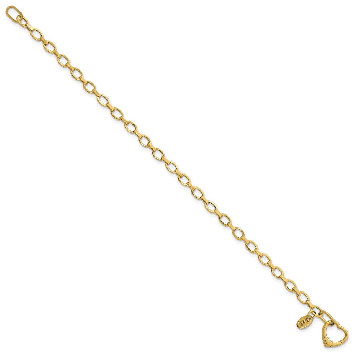 Fancy Link Bracelet with Heart Push Clasp in 14K Yellow Gold - Sophia Jewelers