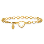 Fancy Link Bracelet with Heart Push Clasp in 14K Yellow Gold - Sophia Jewelers
