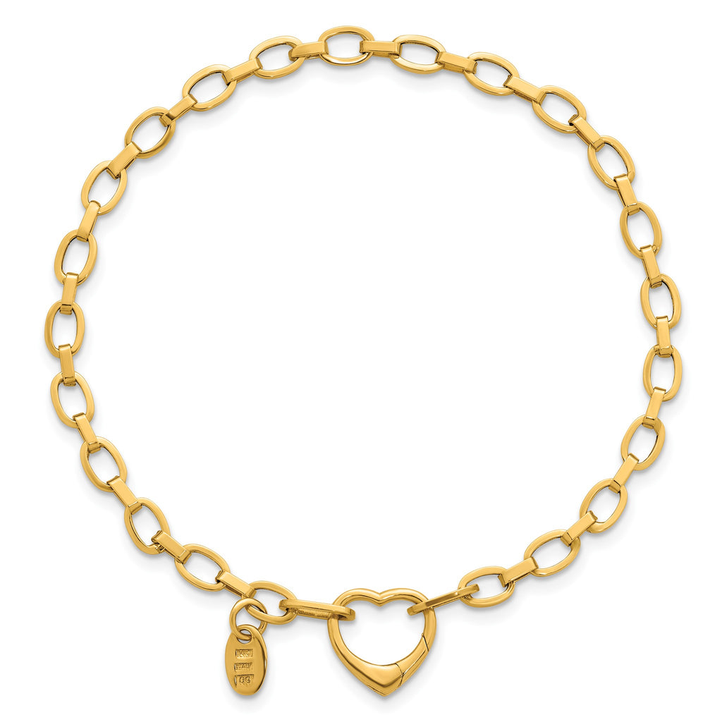 Fancy Link Bracelet with Heart Push Clasp in 14K Yellow Gold - Sophia Jewelers