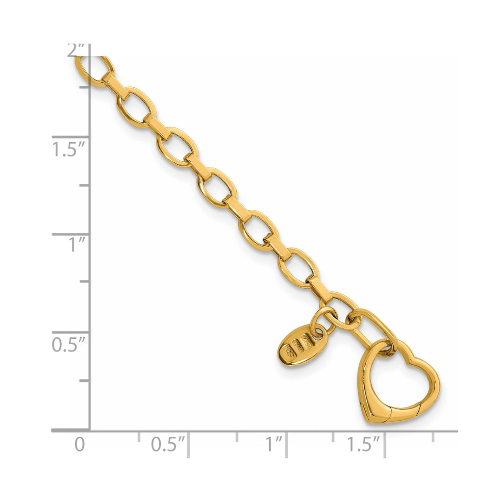 Fancy Link Bracelet with Heart Push Clasp in 14K Yellow Gold - Sophia Jewelers