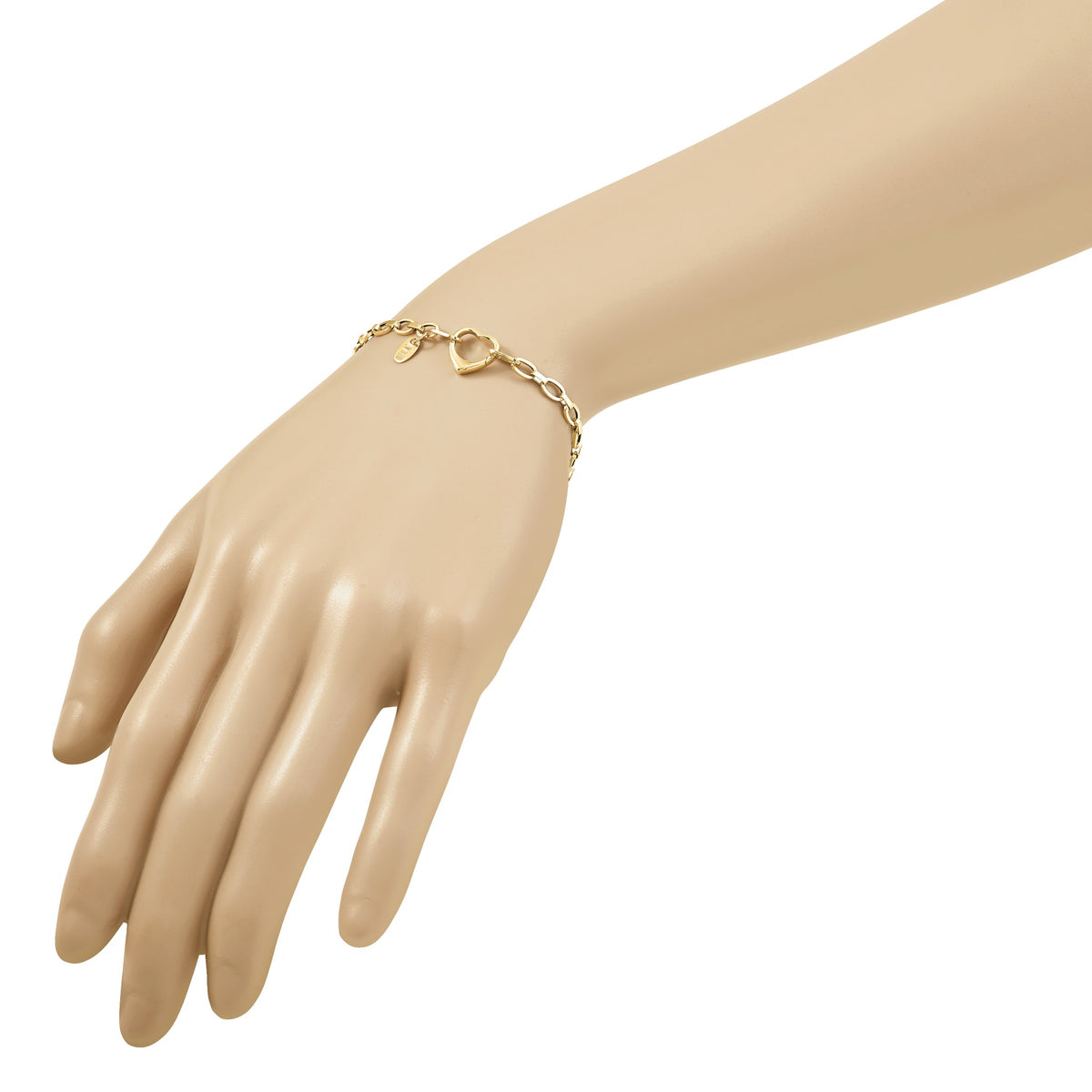 Fancy Link Bracelet with Heart Push Clasp in 14K Yellow Gold - Sophia Jewelers