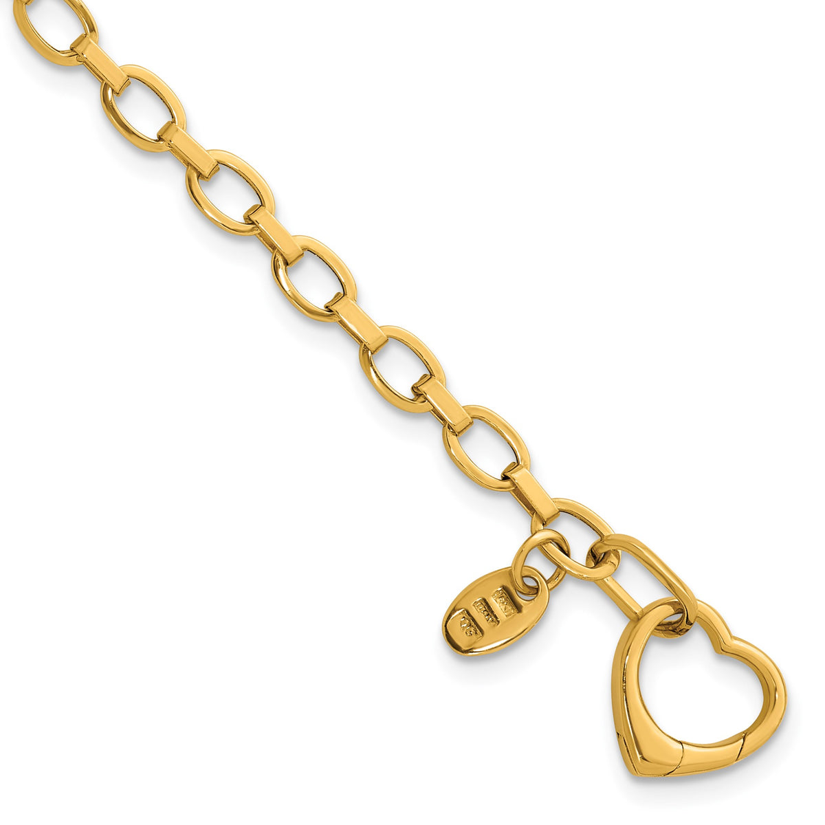 Fancy Link Bracelet with Heart Push Clasp in 14K Yellow Gold - Sophia Jewelers