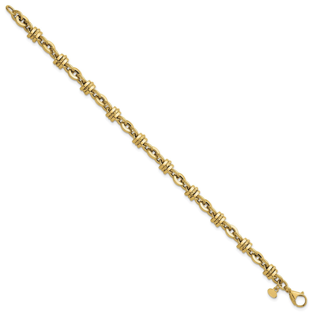 Fancy Link Bracelet in 14K Yellow Gold, Diamond-Cut Accents - Sophia Jewelers