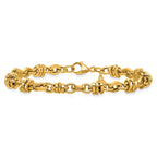 Fancy Link Bracelet in 14K Yellow Gold, Diamond-Cut Accents - Sophia Jewelers