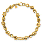 Fancy Link Bracelet in 14K Yellow Gold, Diamond-Cut Accents - Sophia Jewelers