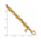 Fancy Link Bracelet in 14K Yellow Gold, Diamond-Cut Accents - Sophia Jewelers
