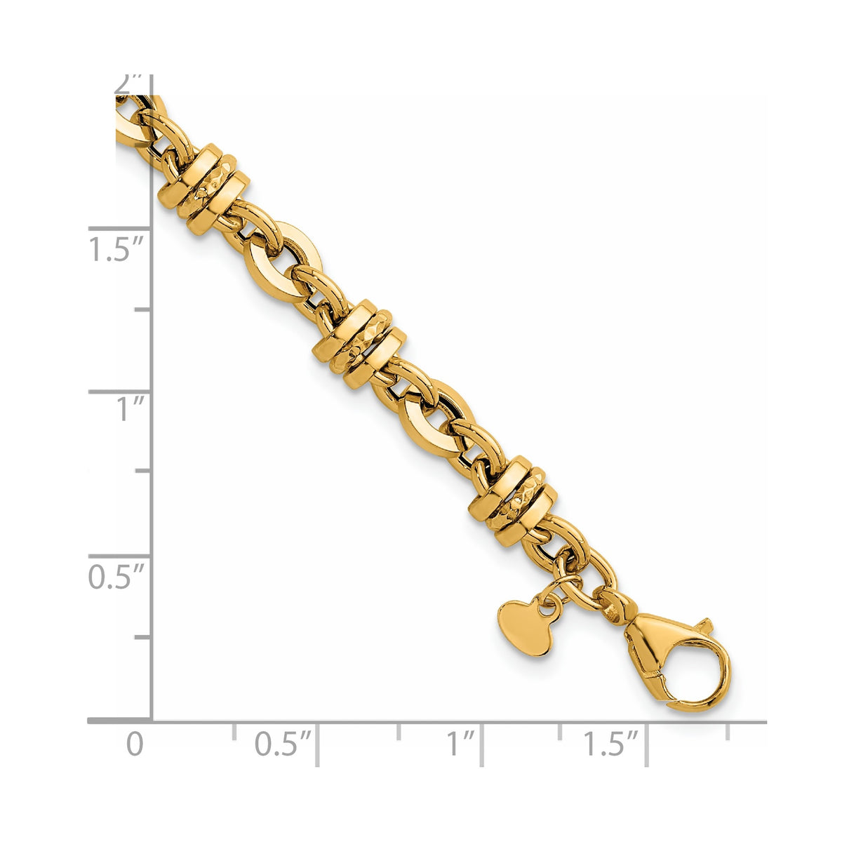 Fancy Link Bracelet in 14K Yellow Gold, Diamond-Cut Accents - Sophia Jewelers