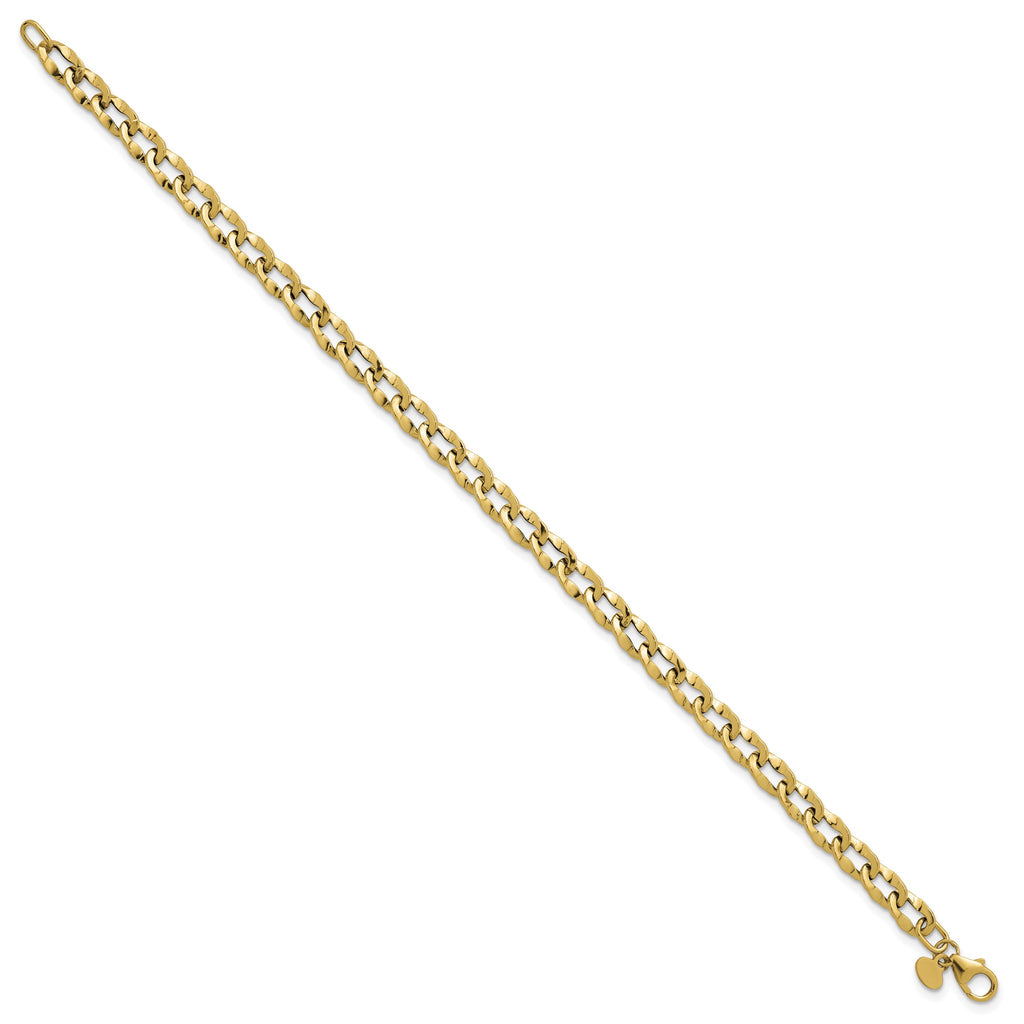 Flat Curb Bracelet in 14K Yellow Gold, Lightweight - Sophia Jewelers