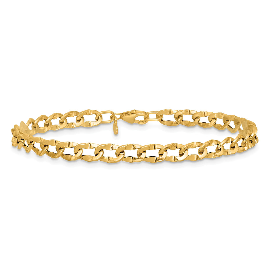 Flat Curb Bracelet in 14K Yellow Gold, Lightweight - Sophia Jewelers