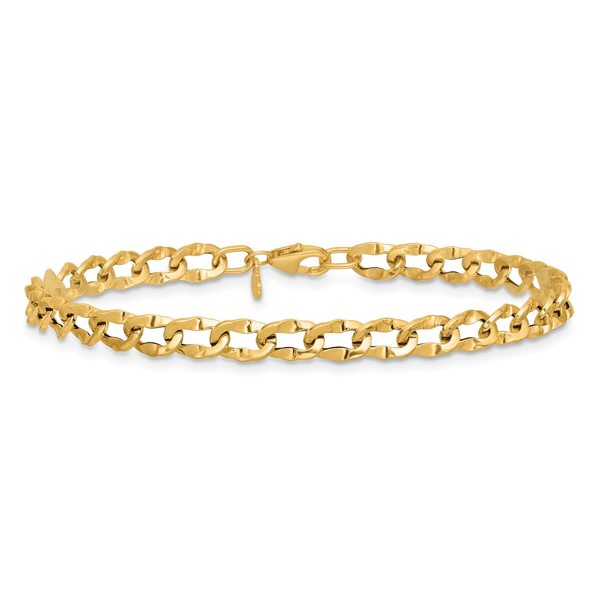 Flat Curb Bracelet in 14K Yellow Gold, Lightweight - Sophia Jewelers