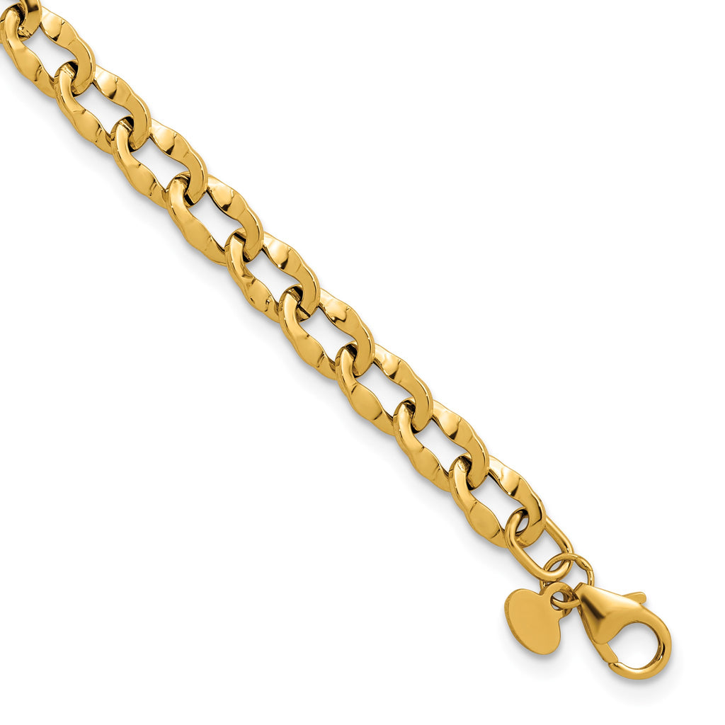 Flat Curb Bracelet in 14K Yellow Gold, Lightweight - Sophia Jewelers