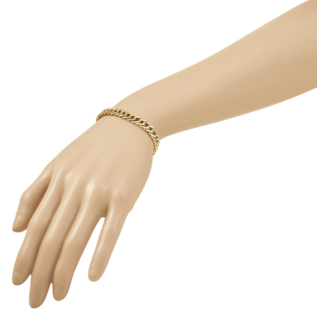 Fancy Curb Bracelet in 14K Yellow Gold - Sophia Jewelers