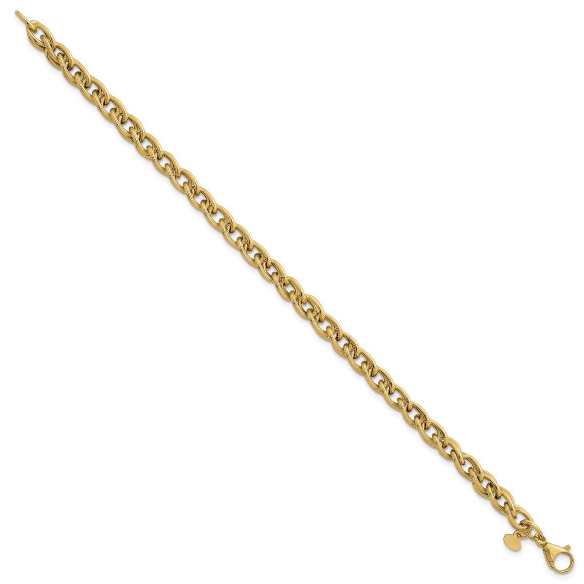 Grooved Double Link Bracelet in 14K Yellow Gold - Sophia Jewelers