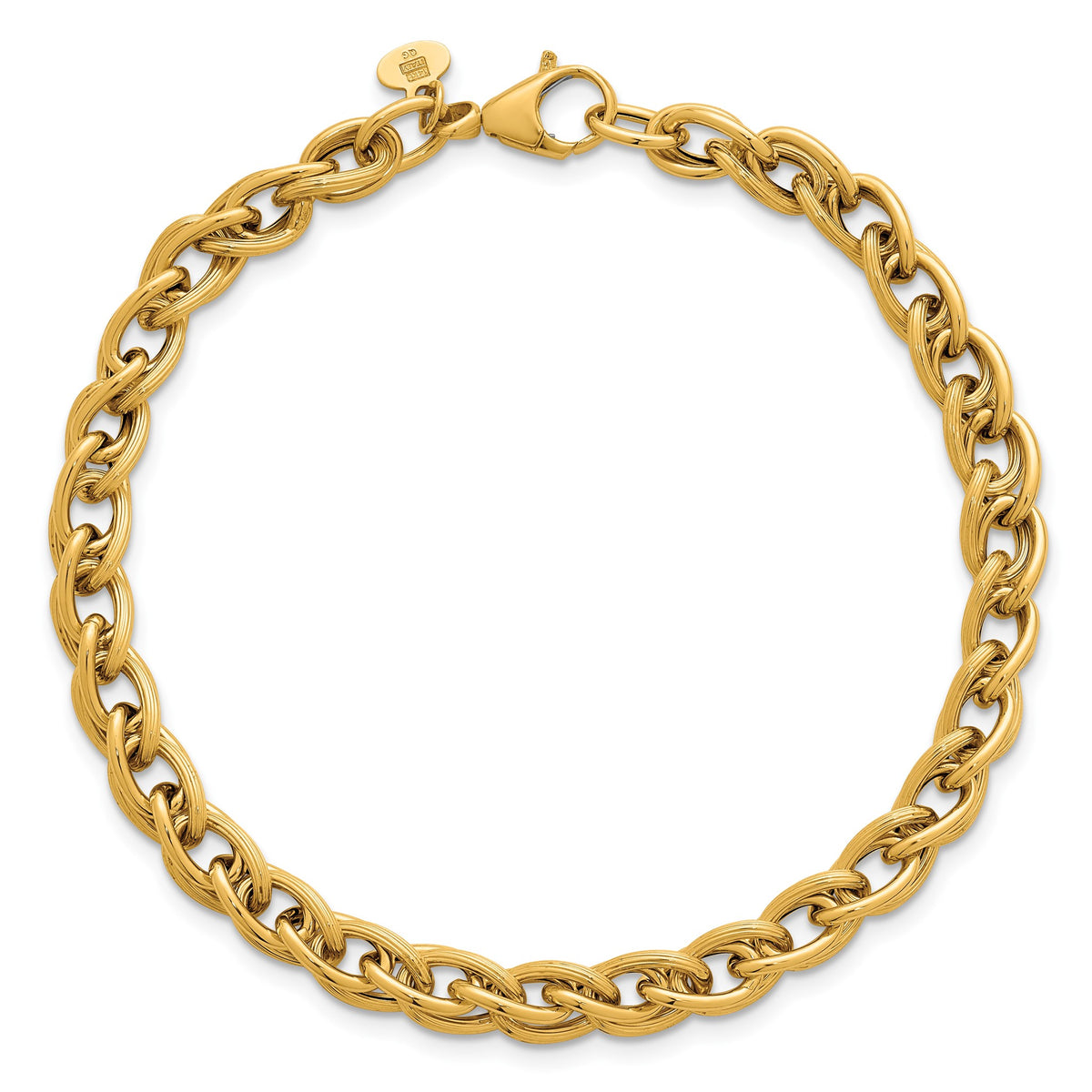 Grooved Double Link Bracelet in 14K Yellow Gold - Sophia Jewelers