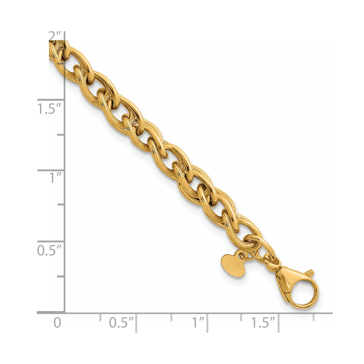 Grooved Double Link Bracelet in 14K Yellow Gold - Sophia Jewelers