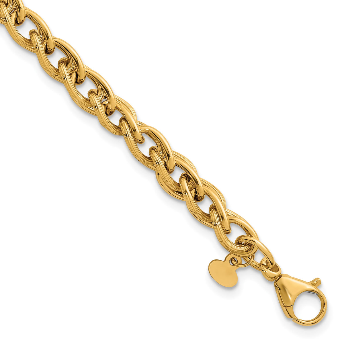 Grooved Double Link Bracelet in 14K Yellow Gold - Sophia Jewelers