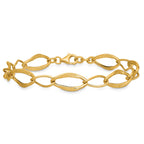 Fancy Link Bracelet in 14K Yellow Gold, Textured with Extender - Sophia Jewelers