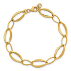 Fancy Link Bracelet in 14K Yellow Gold, Textured with Extender - Sophia Jewelers