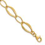 Fancy Link Bracelet in 14K Yellow Gold, Textured with Extender - Sophia Jewelers