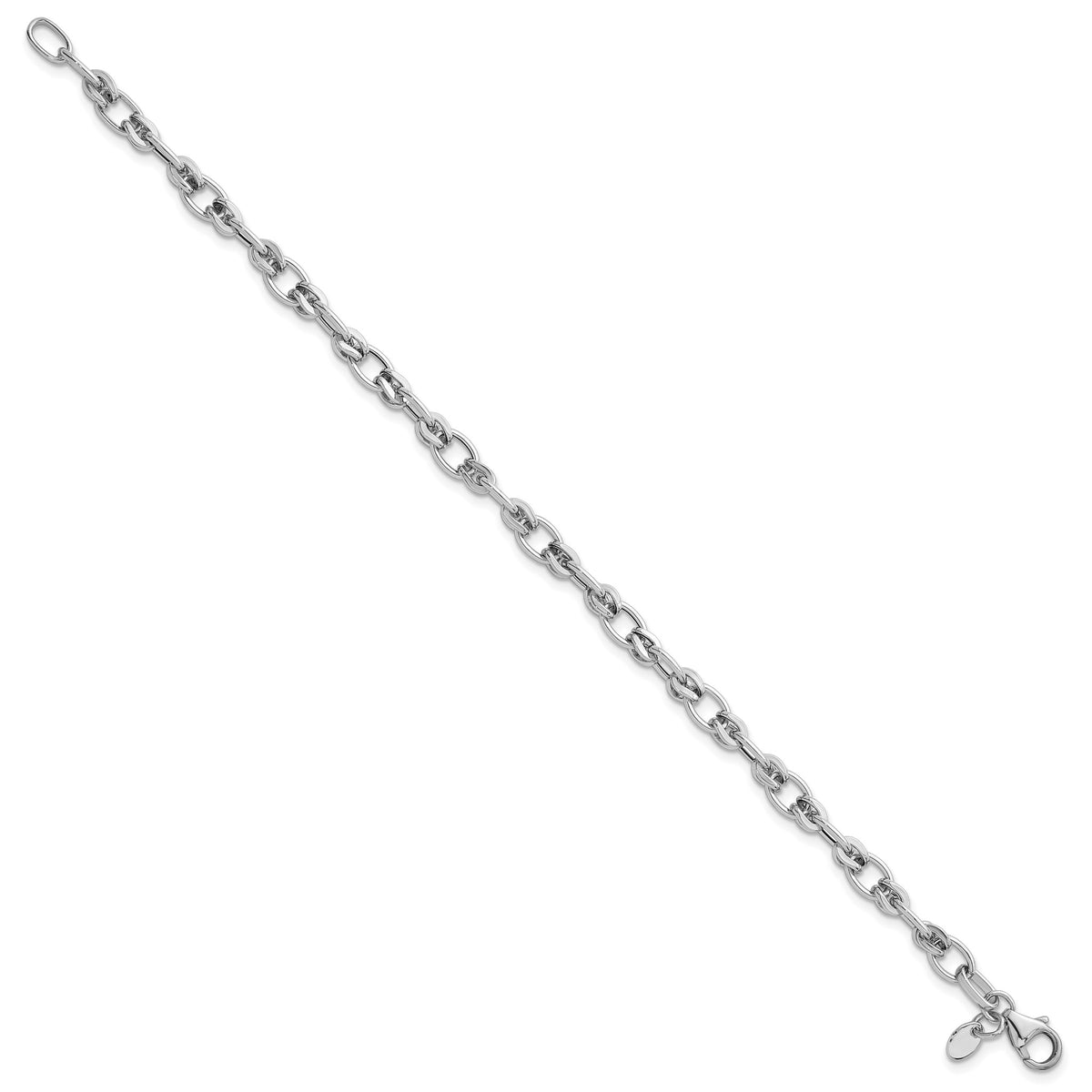 Ovals Fancy Link Bracelet in 14K White Gold - Sophia Jewelers