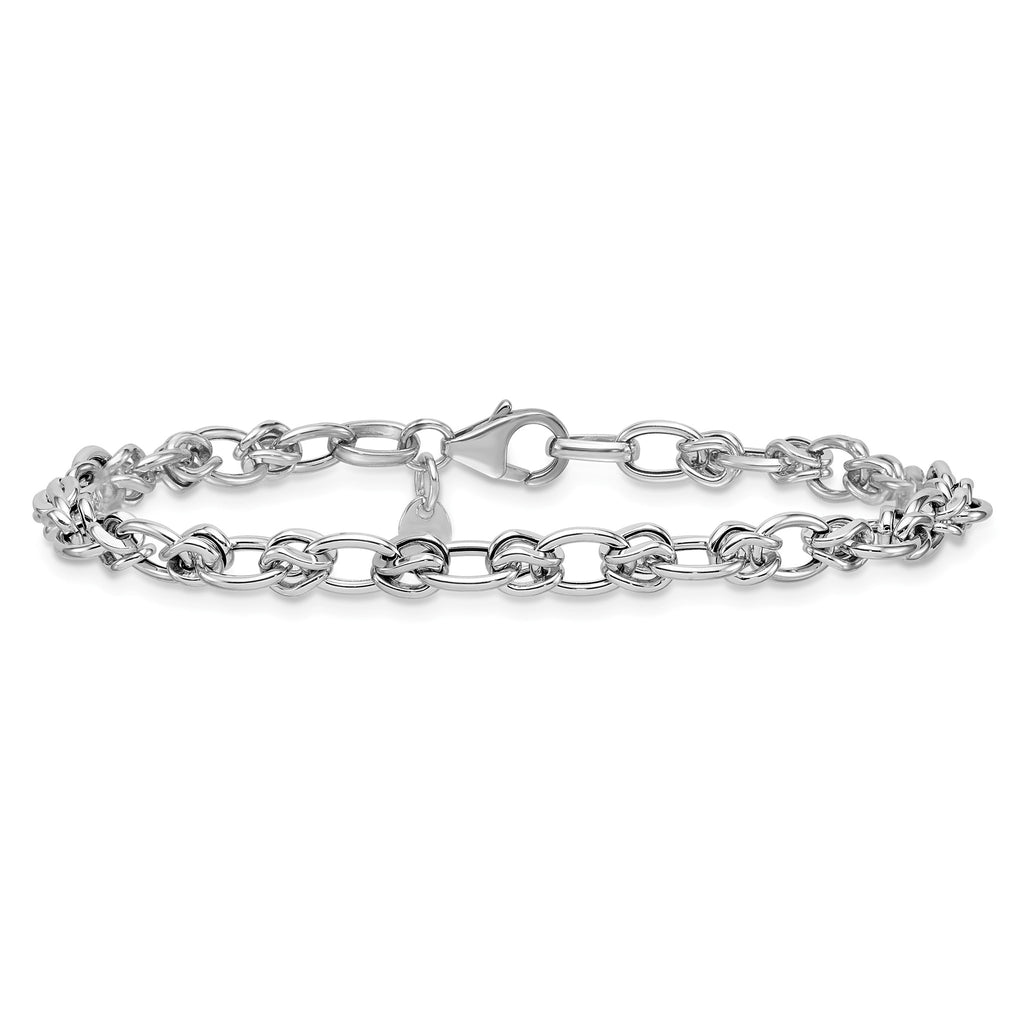 Ovals Fancy Link Bracelet in 14K White Gold - Sophia Jewelers