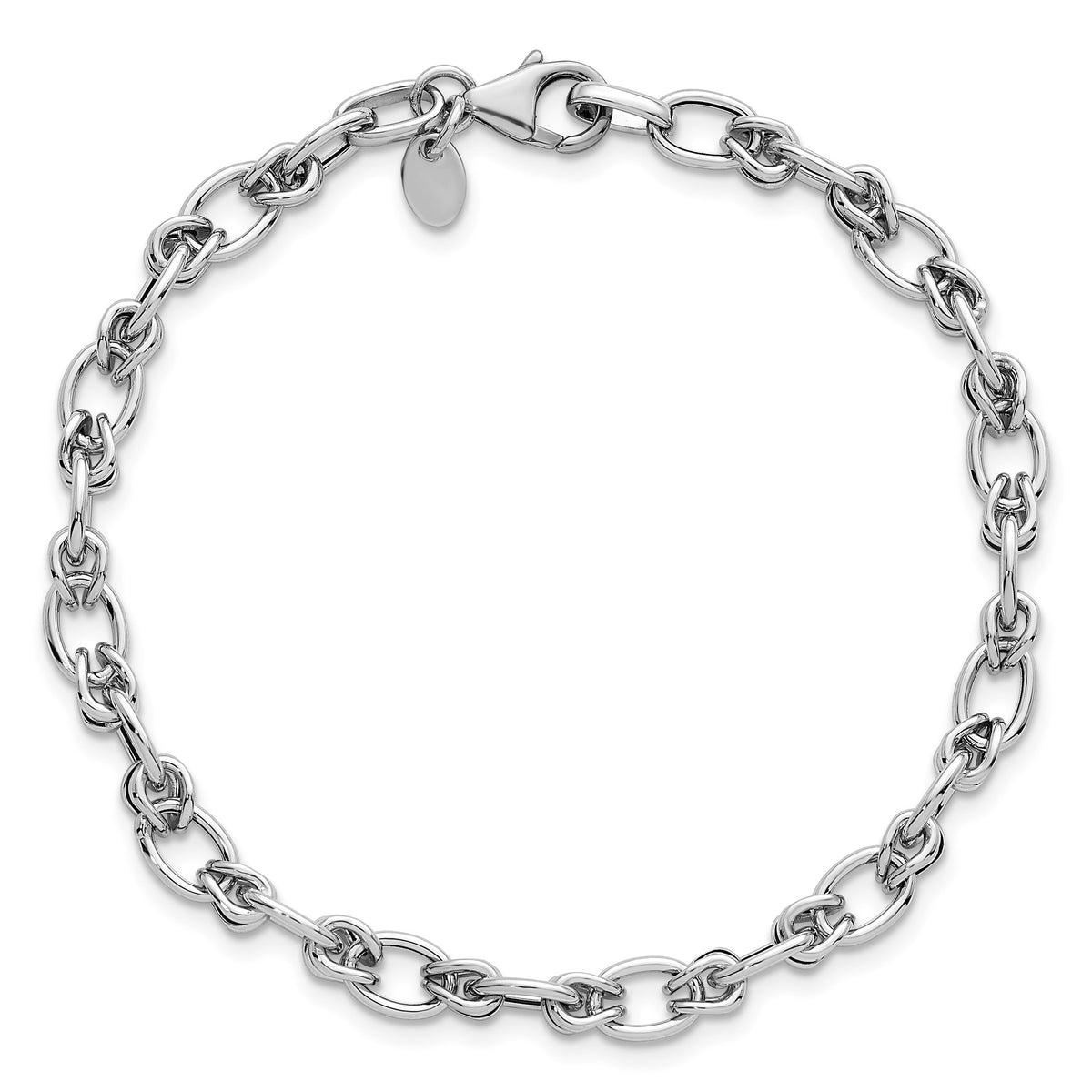 Ovals Fancy Link Bracelet in 14K White Gold - Sophia Jewelers