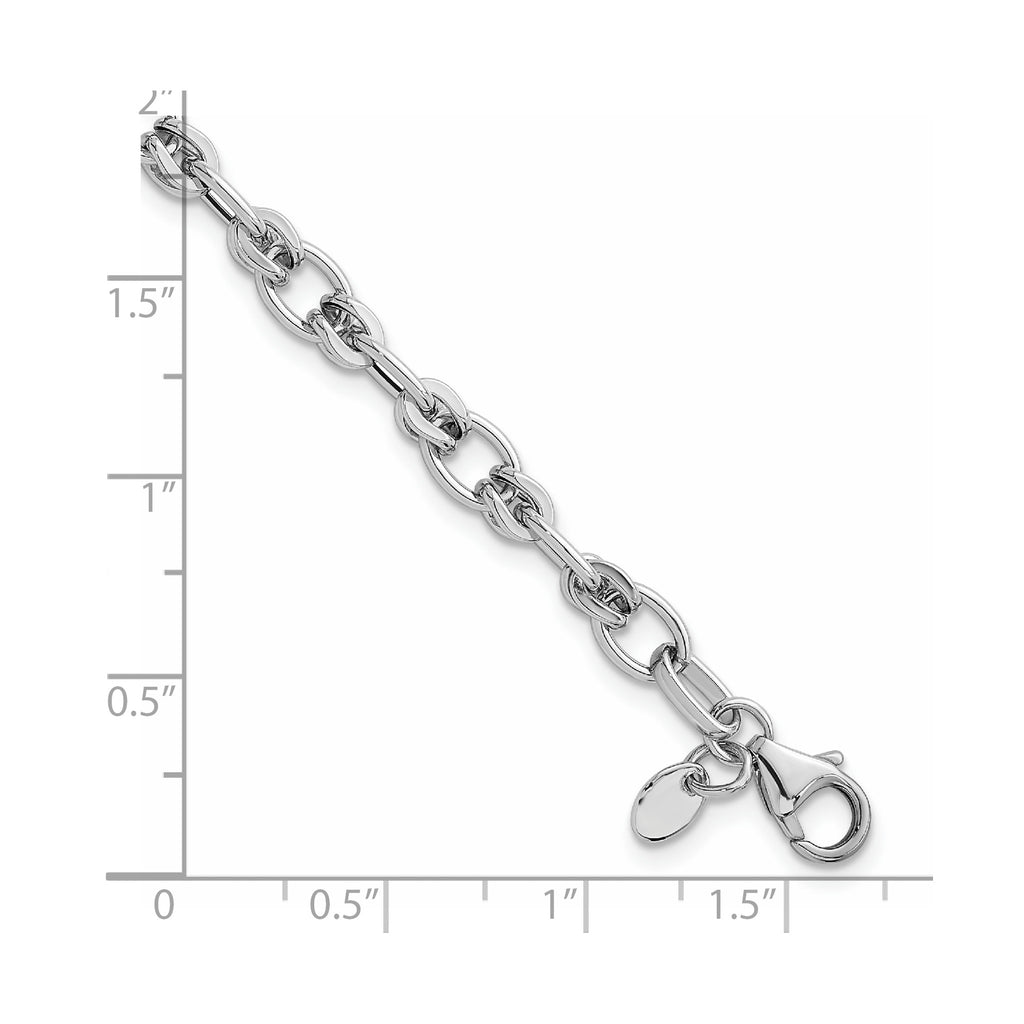 Ovals Fancy Link Bracelet in 14K White Gold - Sophia Jewelers